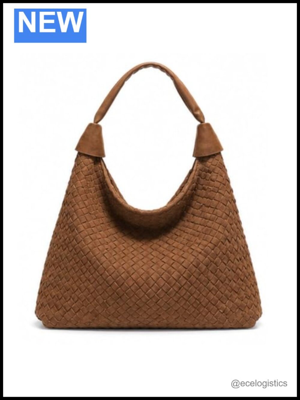 Woven Suede Tote Bag, Slouchy Hobo Shoulder Purse, Vegan Leather, Large Capacity